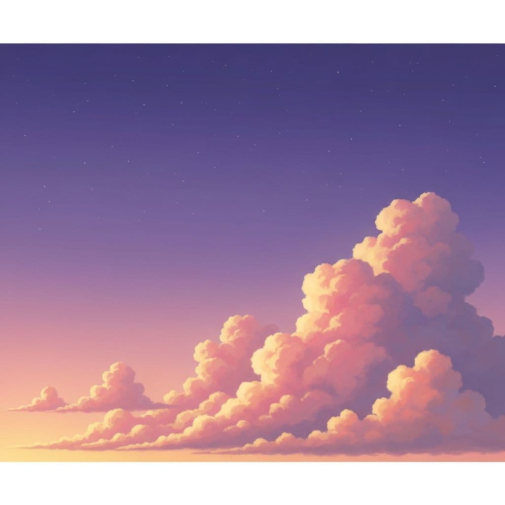 Dreamy twilight sky with pink and purple clouds